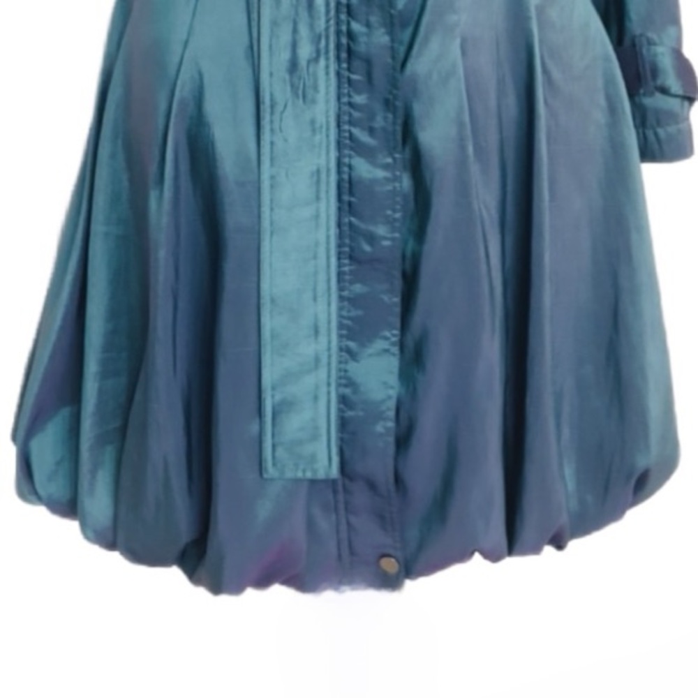 CCC ~ Teal/Purple Monochromatic Satin Belted Utility Dress Coat - Picture 7 of 11